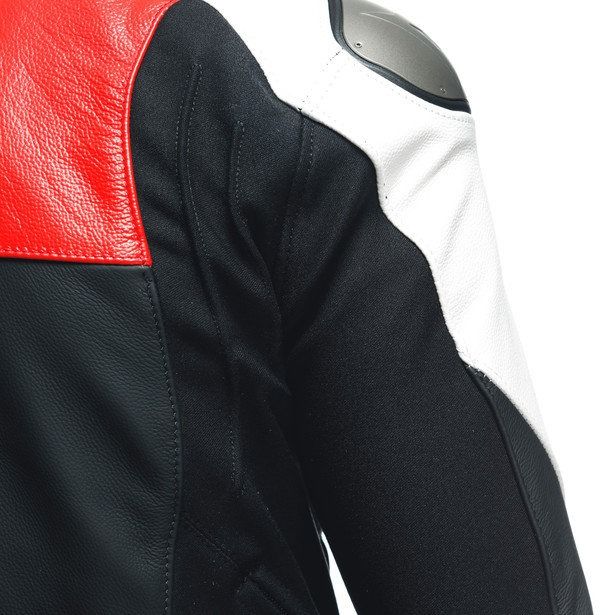 Dainese Sportiva Leather Jacket Black-Matt/Lava-Red/White : Delivery in 5 days
